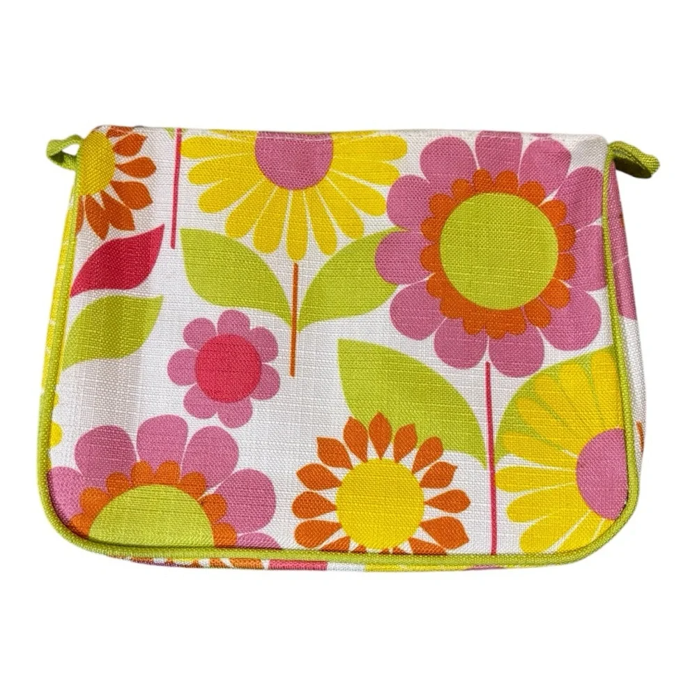 Clinique Floral Cosmetic Bag Makeup Holder Zipper Pouch Carrier Multicolored - Picture 3 of 10